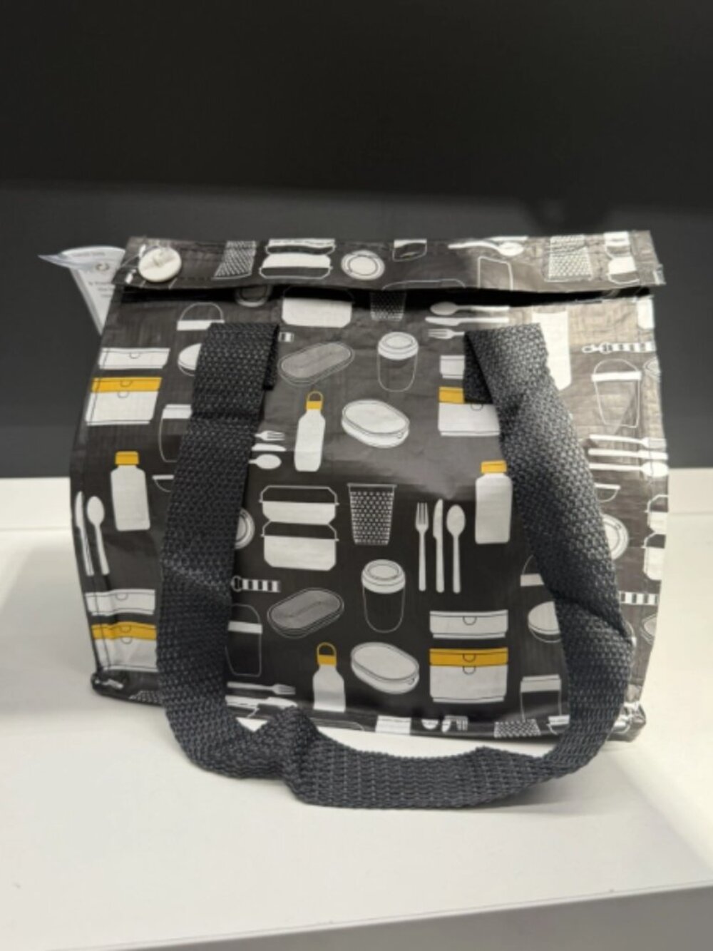 2-Pack FLADDRIG 104.972.12 Lunch bag, patterned gray, 10x7x11
